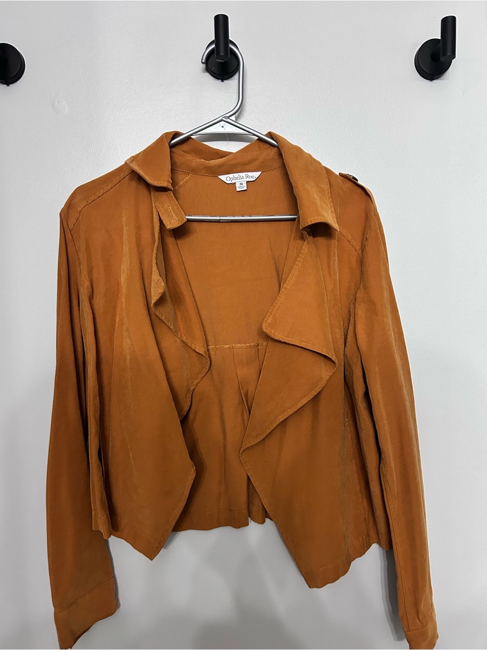 Ophilia Roe Women's Rust Open-Front Draped Blazer